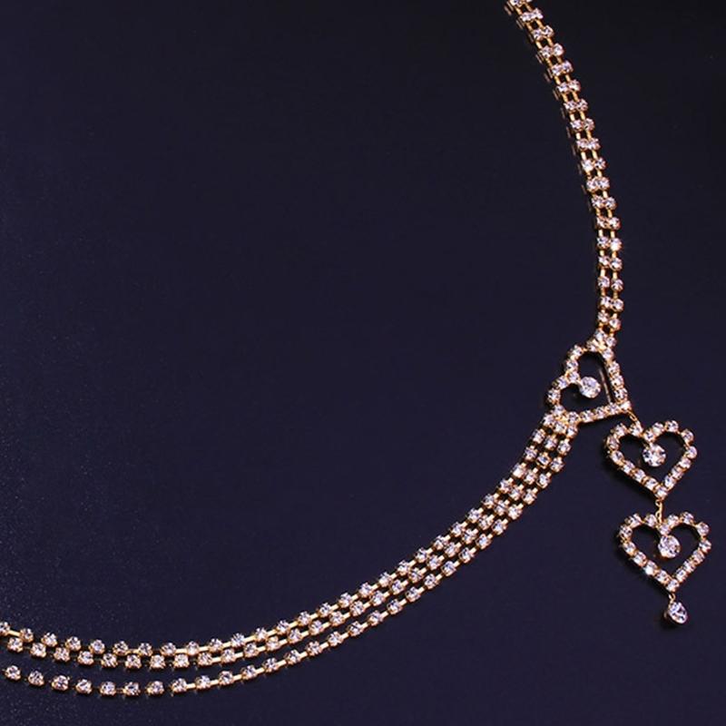 Multi Layer Waist Chain Alloy Shinning Body Chains with Dangle Heart Body Jewelry Accessories for Women and Girls