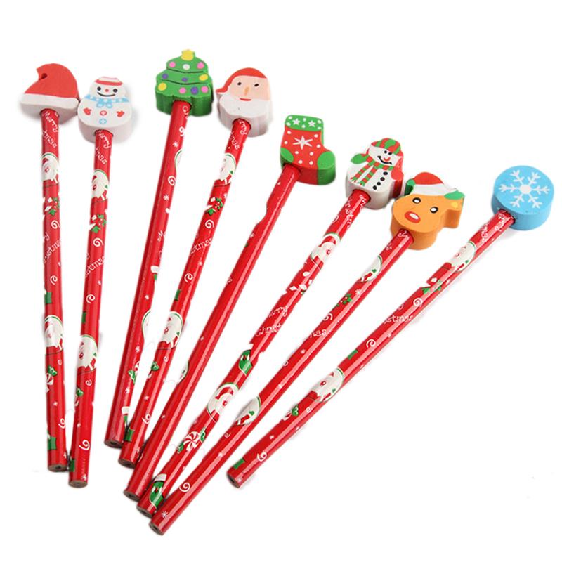 12 pcs Christmas themed Pencils with Eraser Cartoon Design Safe Ideal Christmas Gift for Kids Adults Office School Stationery