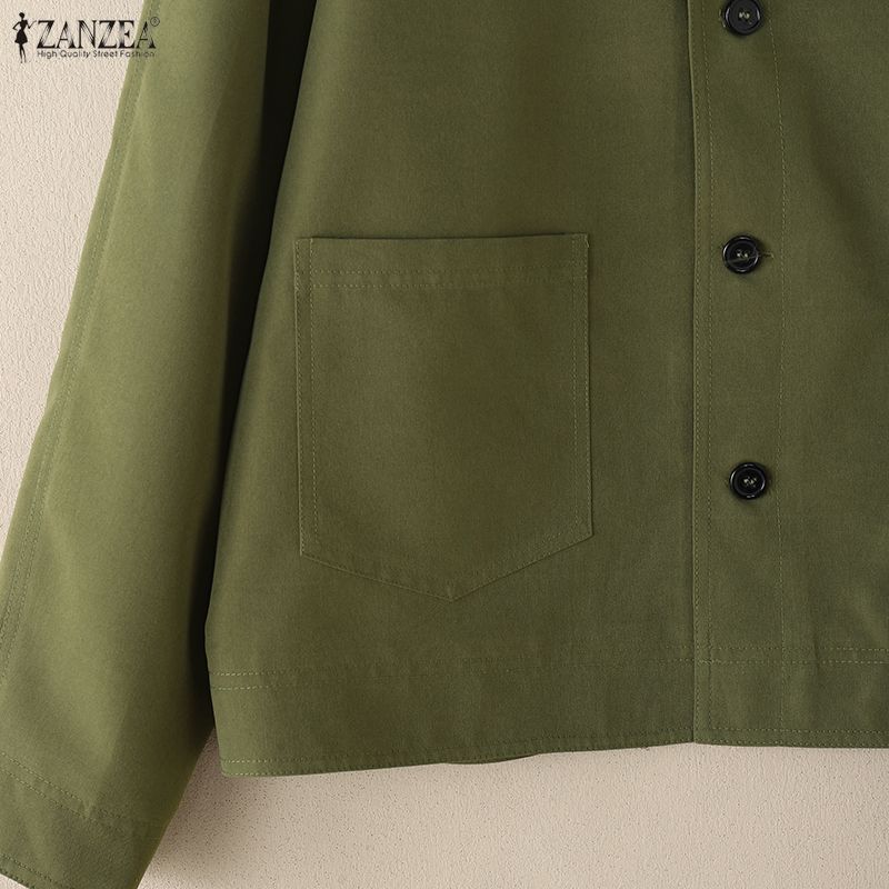 ZANZEA Lässige Bluse mit Stehkragen und langen Ärmeln für Damen