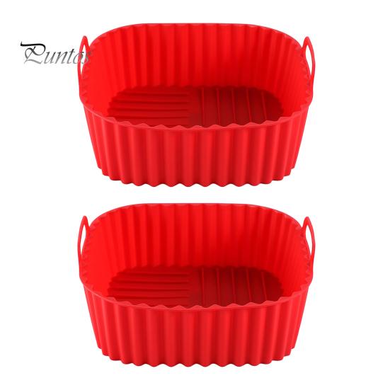 

Силиконовый поднос для корзин для фритюрницы Многоразовые силиконовые вкладыши для фритюрницы Без бисфенола А Противень для фритюрницы Замена пергаментной бумаги 2pcs красный