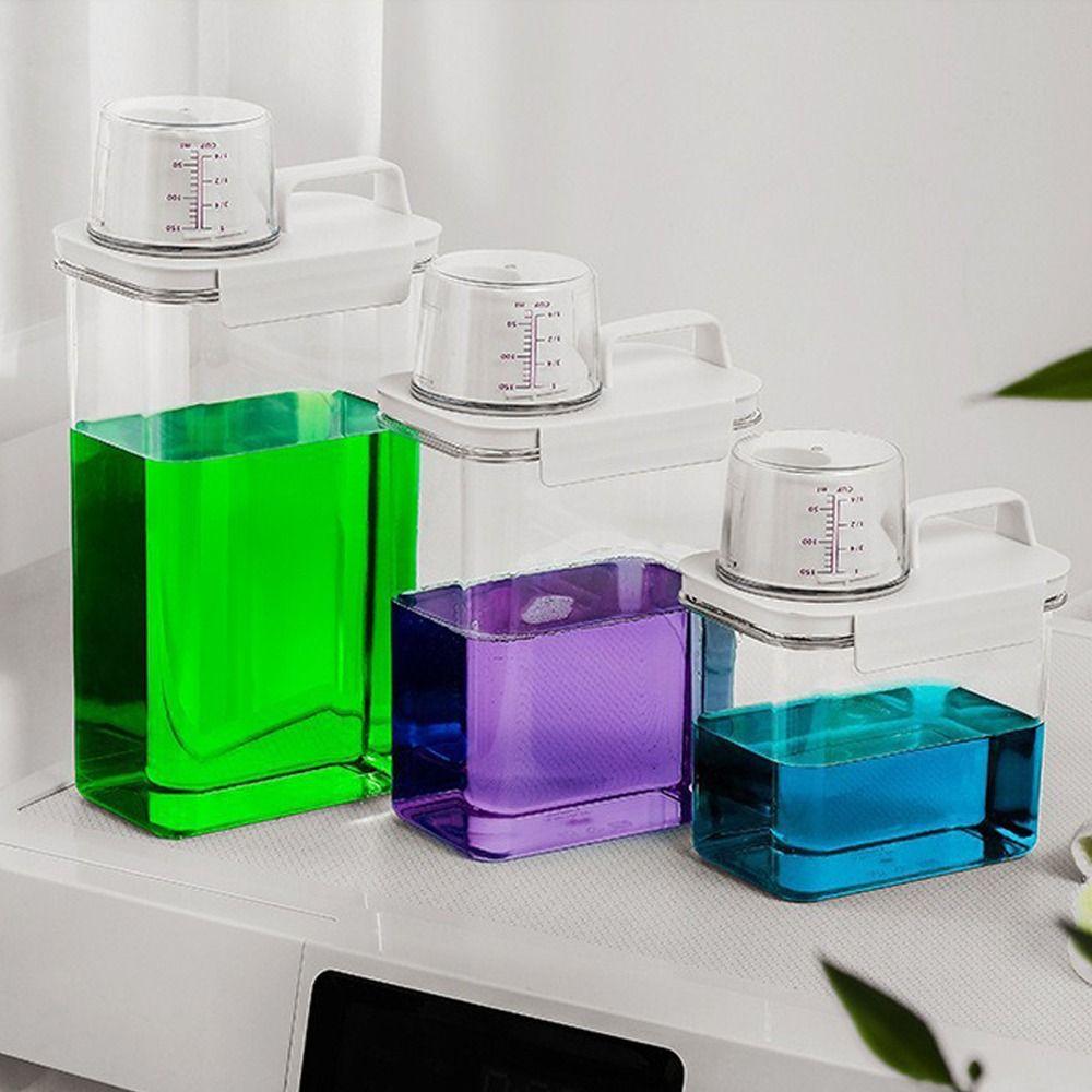 Airtight Washing Powder Storage Box Large Capacity Transparent Laundry Detergent Dispenser with Measuring Cup