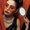 Handheld Mirror With Handle Compact Makeup Mirrors Retro Travel Beauty Accessories Durable Lightweight Ladies Gift