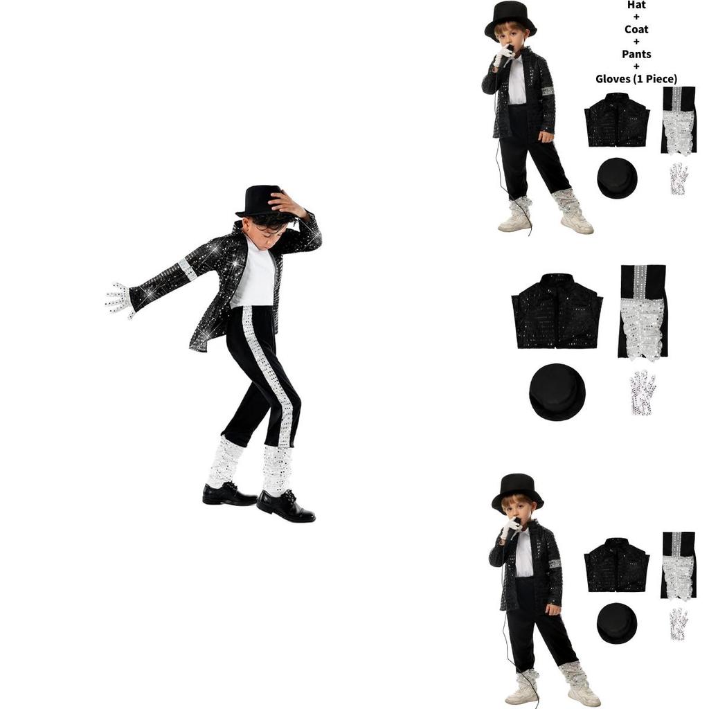 Mj Michael Jackson Cosplay Costume For Kids With Print For Stage Dance Performance