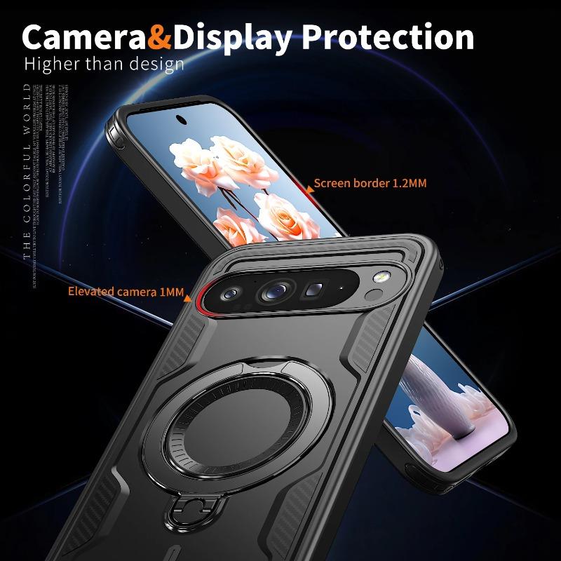 Premium Car 360°rotate Bracket Armor Phone Cases for Google Pixel 10 9 Pro XL 9A Drop Proof Magnetic Charging Protector Cover
