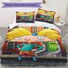 Hey Arnold Pattern Bedding,Quilt Set Quilt Cover Pillowcase Home Birthday Gift(1 * Duvet Cover + 2 * Pillowcase, Without Core)_lx