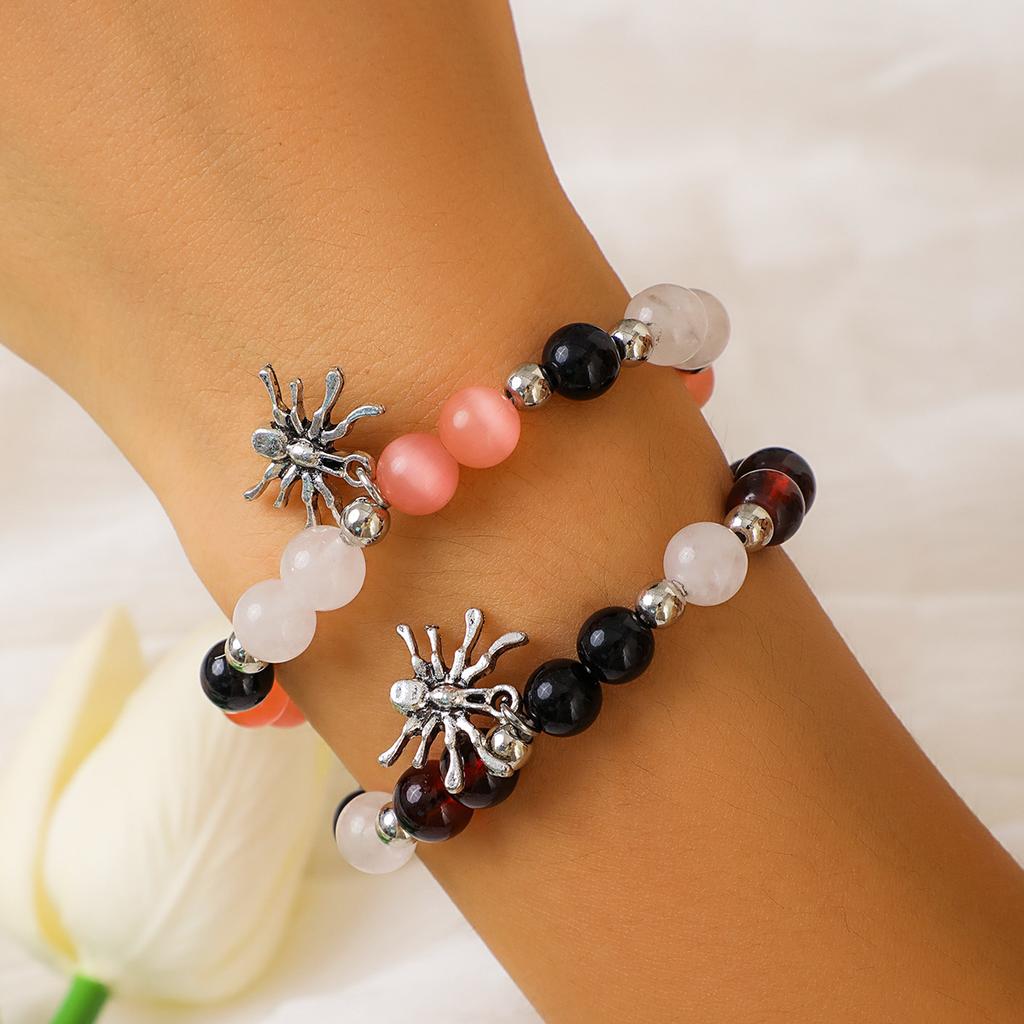Accessories, ethnic style Halloween spider pendant bracelet set, simple agate beaded jewelry for women