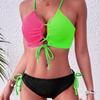Multi-color 1011 New Bikini Women's Contrasting Color Sexy Cross Suspender Drawstring Three-point Split Swimsuit