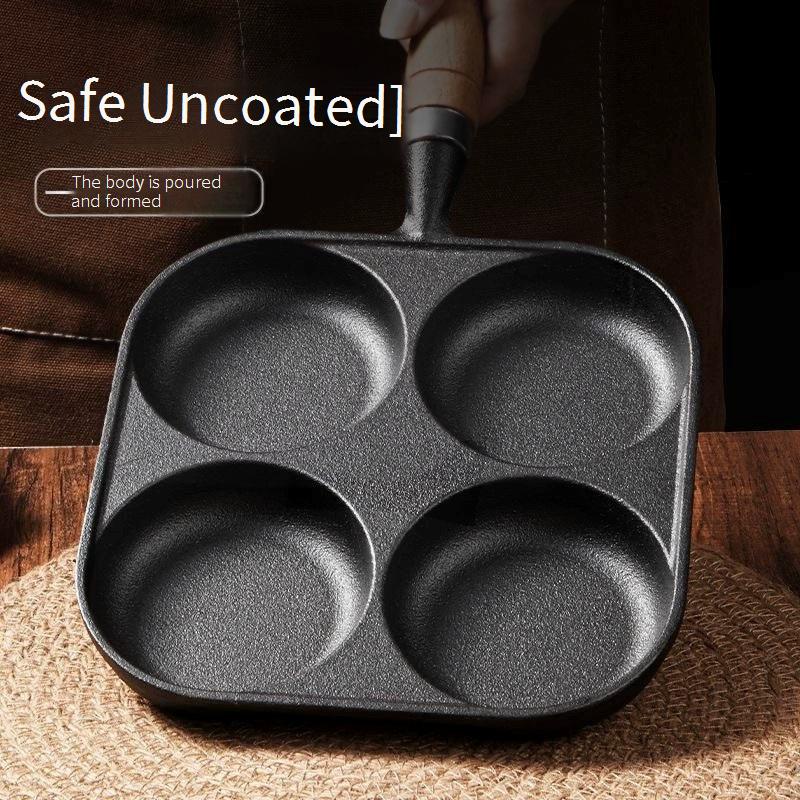 Household Four-Hole Egg Frying Pan Burger Mold Pancake Flat Bottom