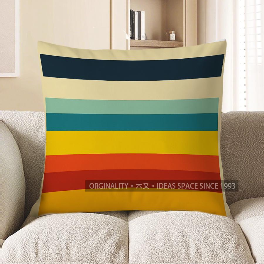 Home Decor Vibrant Striped Pattern Digital Print Pillow Cover Pattern Cushion Cover Suitable for Sofa Bedroom Car Pillow Cover