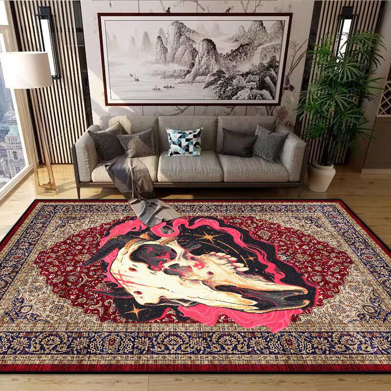 Persian Living Room Rugs Decoration Bedroom Deluxe Anti Slip Floor Mats Large Area Carpet Lounge Rug Cartoon Skull Mat