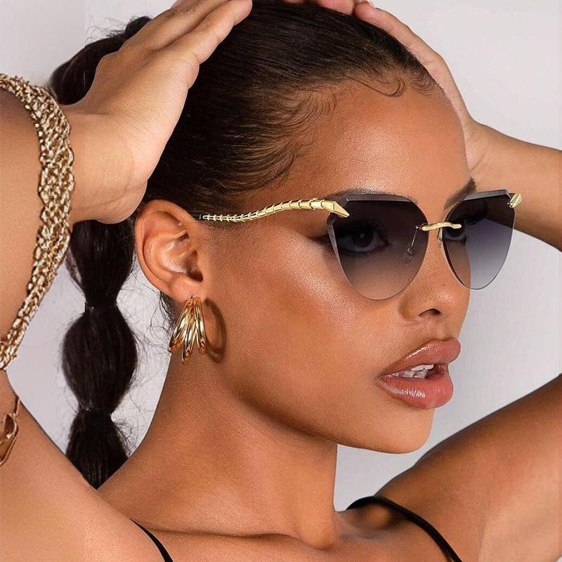Vintage Style Sunglasses Women Rimless Cut Edge Snake Shape Leg Women's Sun Glasses Outdoor Activity Men's Glasses