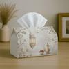 1pc  Eid Decoration Party Tissue Box,Minimalist Islamic Tea Set,Multifunctional Tissue Holder,Beige Floral Soft Sketch,Outdoor Party Supplies, Everyda
