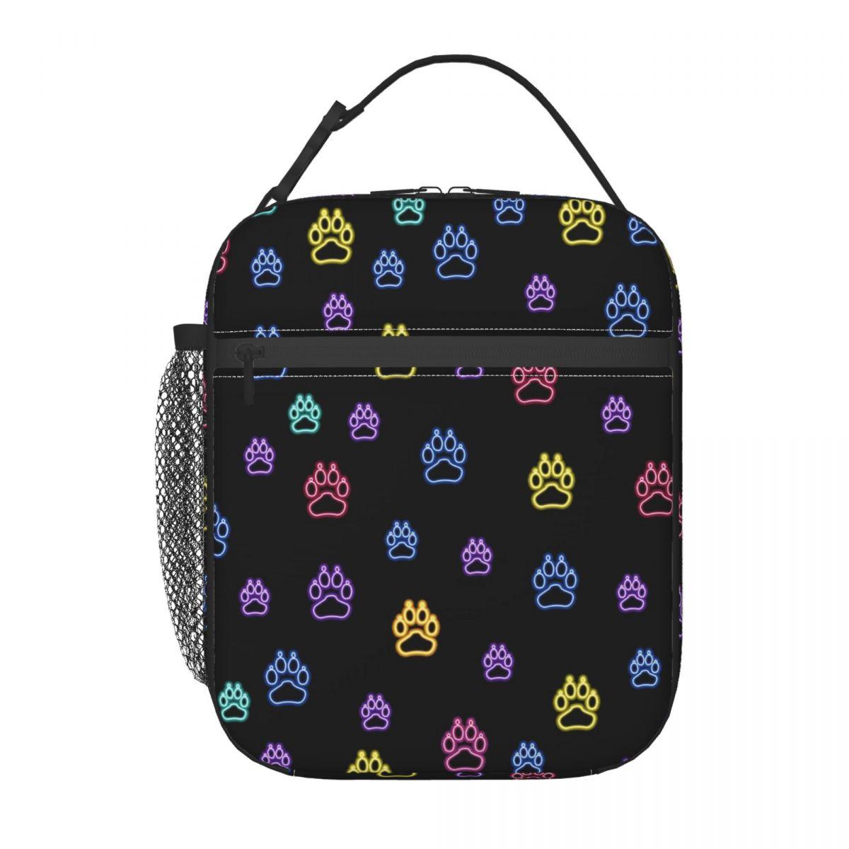 

Colorful Neon Dog Paw Pattern Insulated Lunch Bag for Women Children Portable Food Boxes Thermal Lunch Box Tote One Size