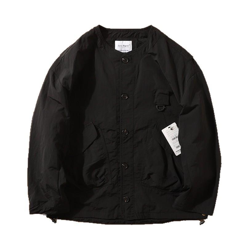 Unisex Retro Japanischer Bergstil Kragenlose Arbeitsjacke - Trendige Frühling/Herbst Freizeit-Oberbekleidung für Männer und Frauen