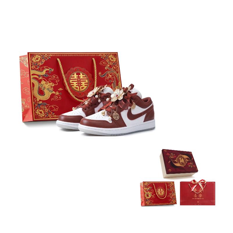 

Jordan Air Jordan 1 Blissful Union, Formal Wear, Wedding Shoes Slip Resistant Lightweight Low top 553560-133(Team2070-S-BOX) 38.5