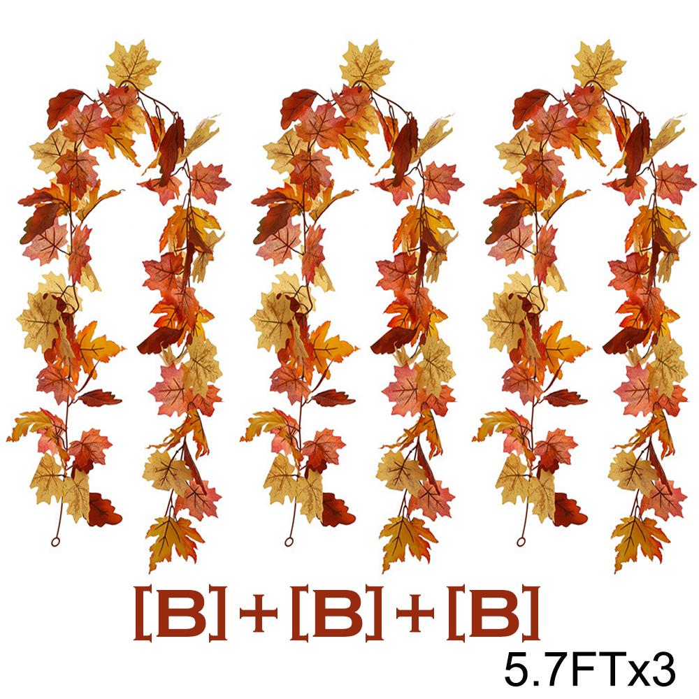 2/3pcs Artificial Maple Leaf Fall Garland Autumn Leaves Hanging Vines Thanksgiving Halloween Wedding Home Decorations 5.7Ft Each
