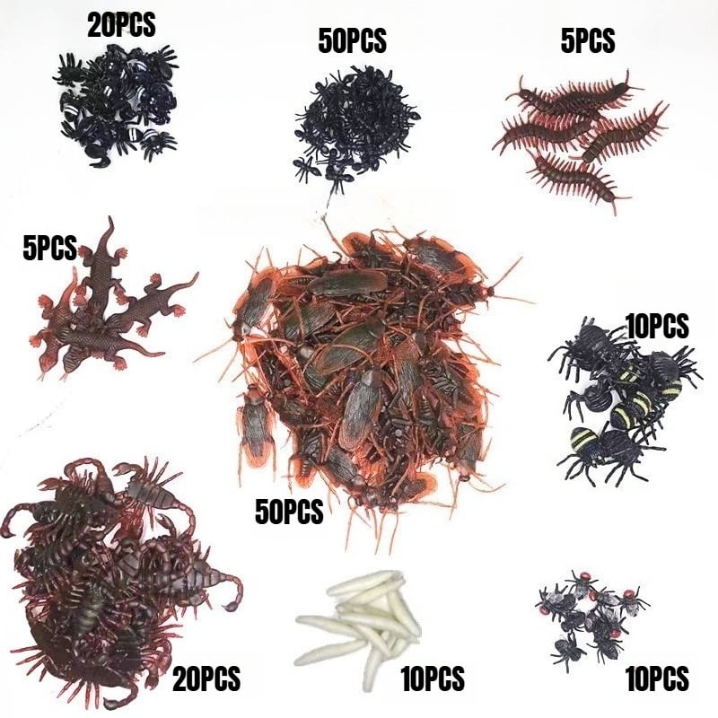 180 Pcs Realistic Bugs Plastic Trick Joke Toys Cockroaches Spiders Centipedes Scorpions for Halloween Party Fool's Day Decoration