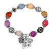 GemChic Women's Ethnic Colored Agate Crystal Elephant Pendant Alloy Flower Beads Bracelet Classical Retro Birthday Christmas Jewelry Gift
