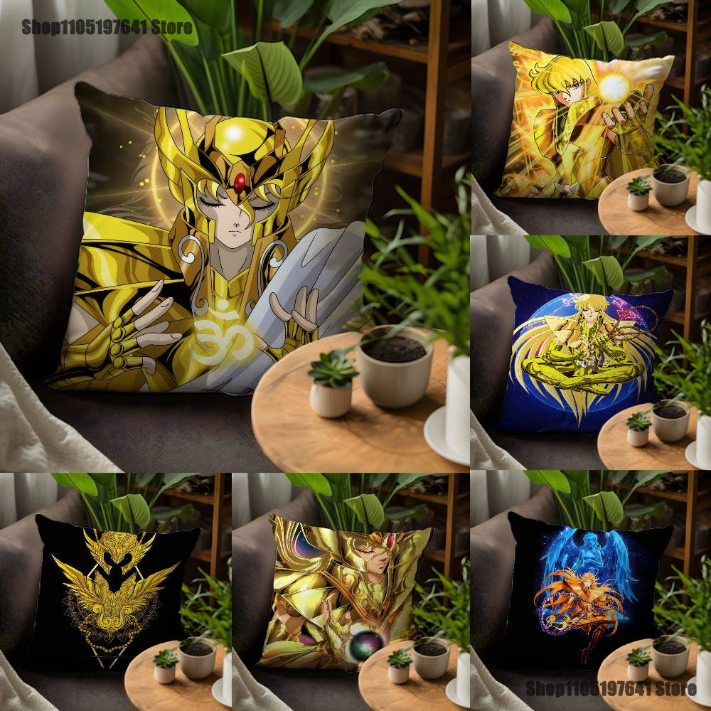 Saint Seiya Virgo Shaka Pillow Case For Sofa Decor Car Office Room Printing Cushion Cover Decorations and Protector