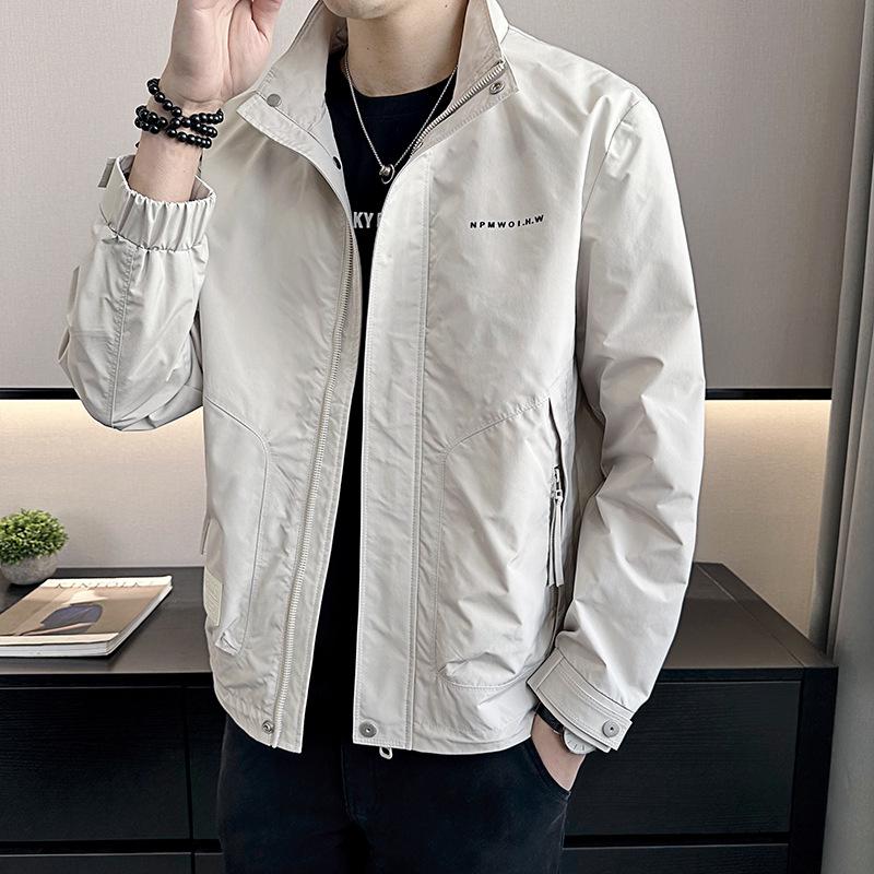 

Cross2024 Men s Solid Stand Collar Jacket - Simple, Versatile Casual Outerwear 4XL вершковий/білий