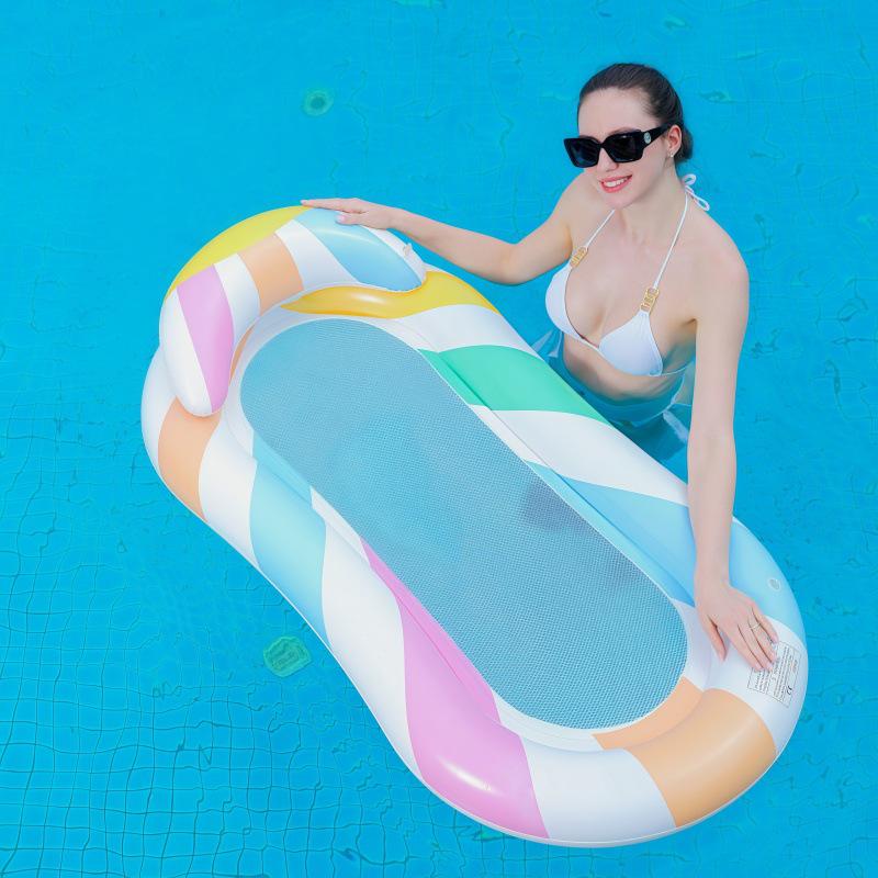 Inflatable Floating Hammock with Armrests & Backrest - Outdoor Mesh Recliner for Adults