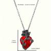 1 Gothic Y2K Red Heart and Rose Pendant Necklace, Women's Casual Fashion Jewelry, Ideal Gift
