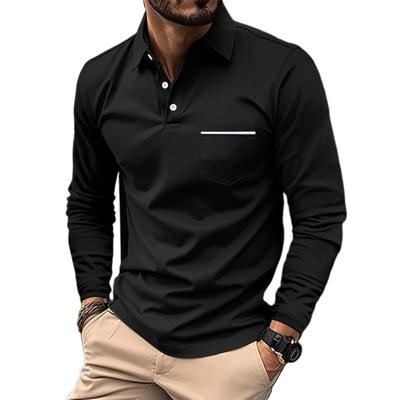 Camisa Polo de Primavera Otoño con Bolsillo de Botón Camisas Polo Deportivas para Hombre