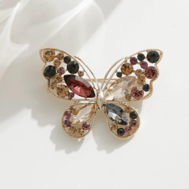 Trendy Hollowed-Out Rhinestone Butterfly Brooch For Women Insects Pins Badges Office Party Backpack Gifts Jewelry Accessories