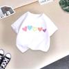 2026 Summer New Children's T-Shirt with Colorful Heart Print, Breathable Parent-Child Short Sleeve Clothing