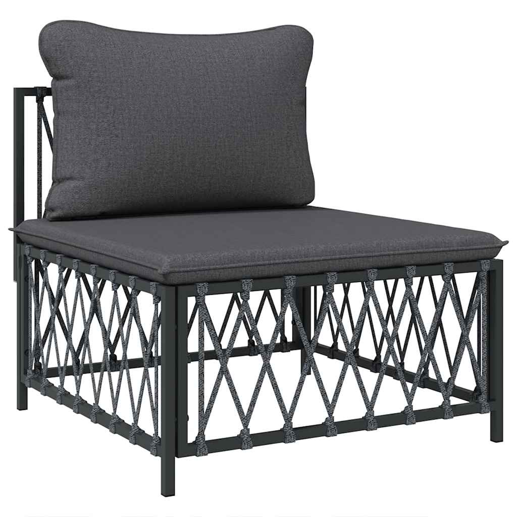Vidaxl Garden Sofa Middle Module with Cushions, Anthracite, Fabric