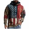 Men's Vintage Casual American Flag Cross Hoodie Patriotic Shirt