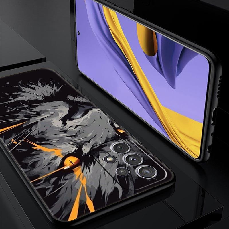 Cross Pattern Bicolor Lion Phone Case for Samsung Galaxy A55 A35 A17 A07 A15 A13 A25 A51 A71 A72 A73 A32 A52 A52S A41 Soft TPU