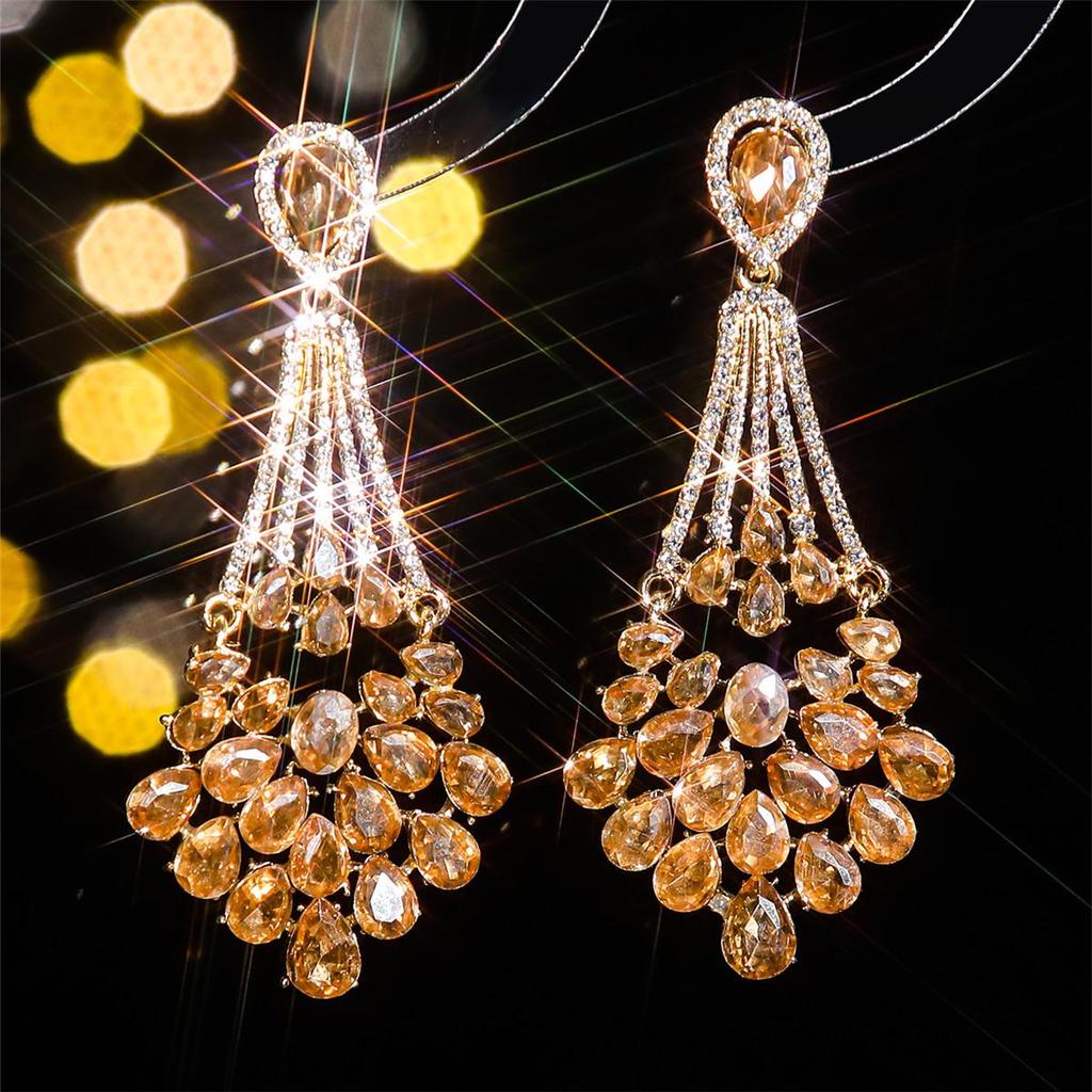 Bright Rhinestone Stud Earrings – Colorful, Bold European & American Style for Women