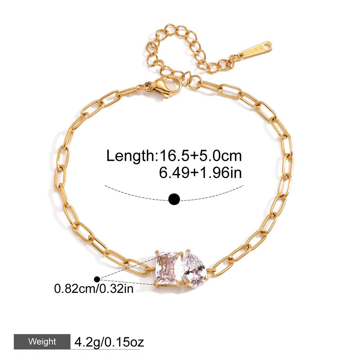 

Yori Square White Cubic Zirconia Pendant Bracelet Arrivals Stainless Steel Chic Charm Jewelry Wholesale Bijoux Pvd Plated