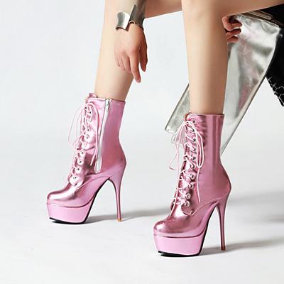 Women's High-heeled Short Boots Autumn and Winter New Waterproof Table Fine-heeled Large-size Short Boots