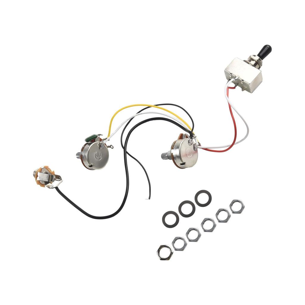 Electric Guitar Wiring Harness Kit 3 Way Toggle Switch 1 Volume 1 Tone 500K Pots