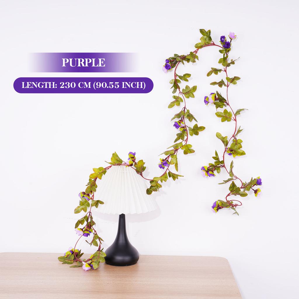 2.2m Silk Artificial Rose Vine Wall Hanging Decor Romantic Rattan Fake Plant Leaf Garland for Home Garden Decoration