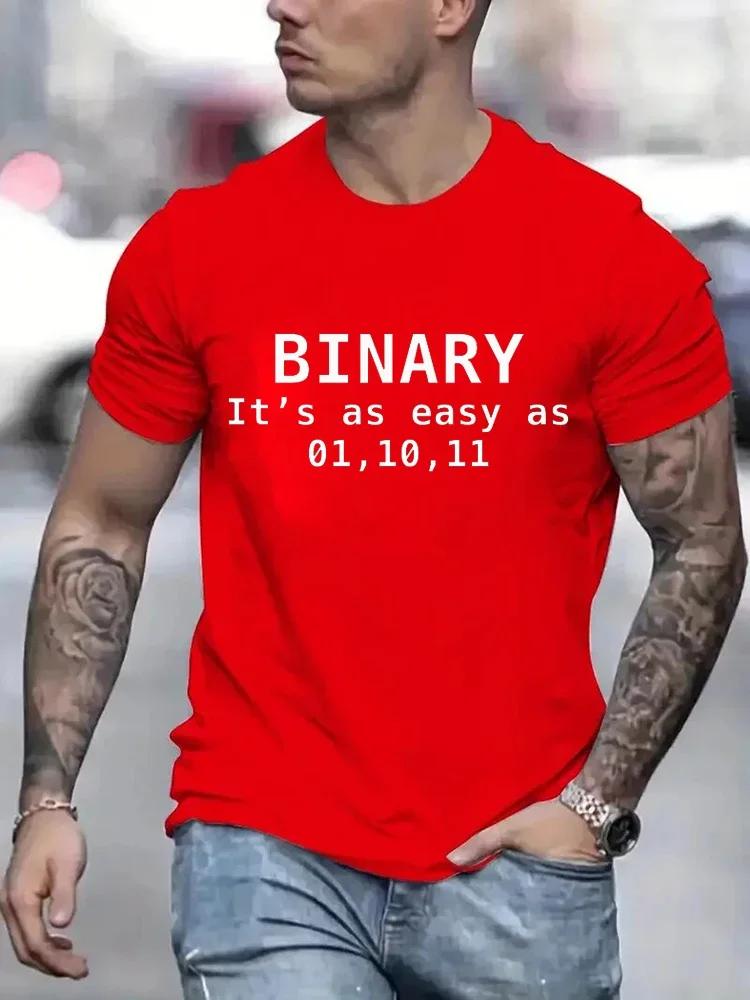 Binary It's As Easy As 01,10,11 Funny Printing Men T-Shirts Breathable Tee Clothes Summer Streetwear Tops Oversized Short Sleeve