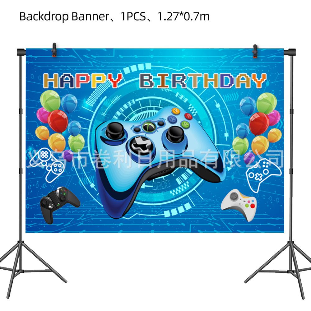 Blue Game Gomeon Party Supplies Birthday Decoration Paper Plate Paper Cup Paper Towel Flag Tableware Set Desktop