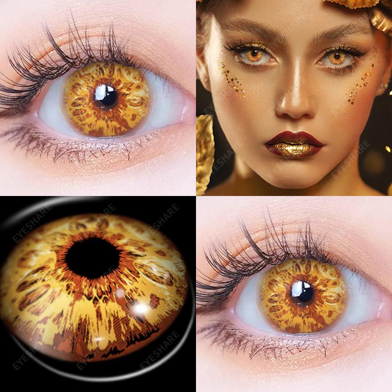 

AMARA 2 шт. цветные контактные линзы на Хэллоуин для глаз синие линзы контактные линзы косплей аниме красота ученики ежегодные цветные линзы HD38-YELLOW