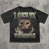 I Crave Violence Funny Cat Meme Tee Shirt, Silly Cats T Shirt, BrainroT Shirts, Cat Lover Gifts, Unhinged Clothes, Stupid Gifts, Weird Tees