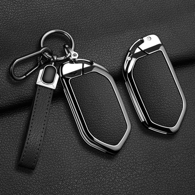 Zinc Alloy Leather Car Key Cover Fob Case Shell For Kia Picanto Sorento Mq4 Carnival Ka4 Morning K5 Carens Ev9 Seltos
