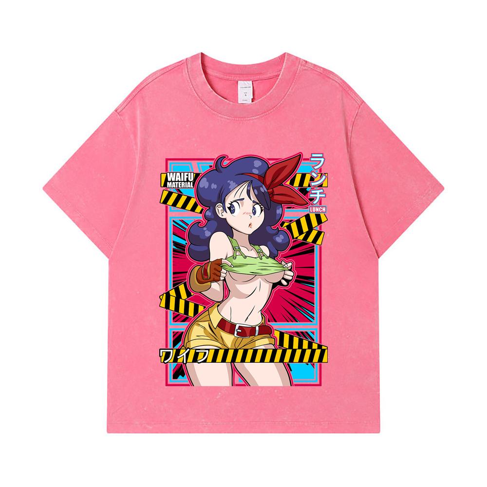 275 GSM Washed T-shirts 100% Cotton Dragon Ball V44 Lunch Waifu Print Unisex Heavy Cotton T Shirt