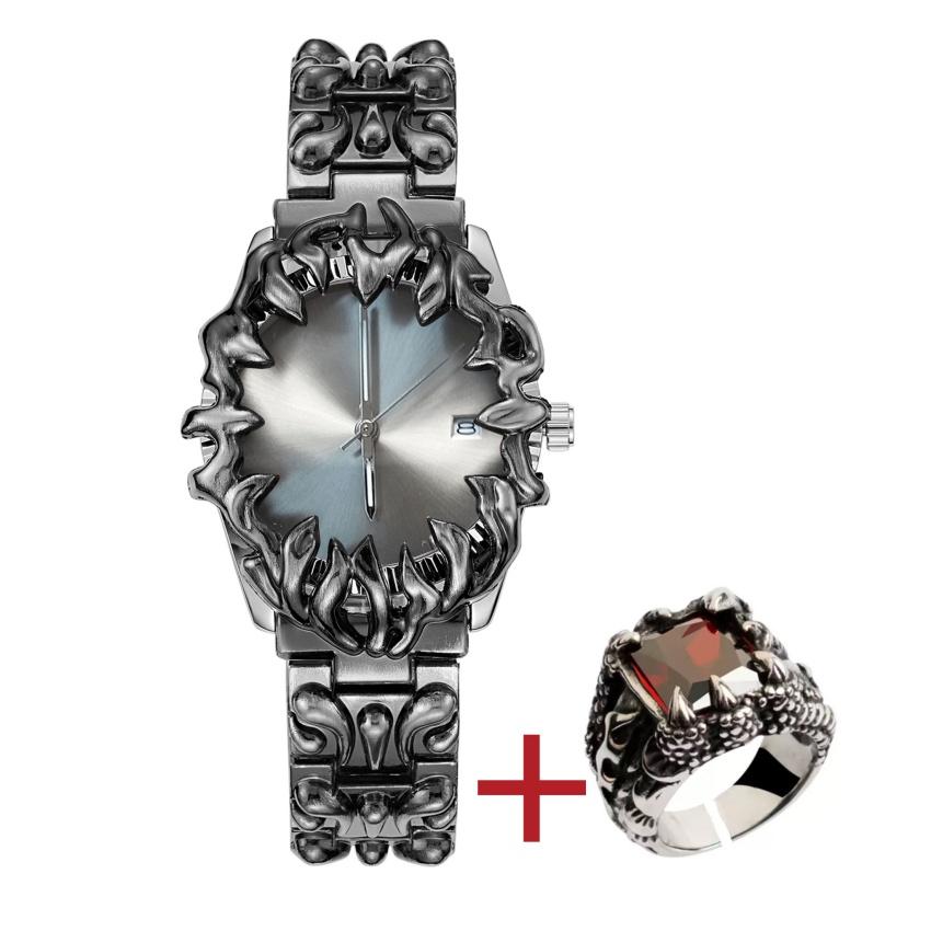 Nye High-end Kløer Alabast Ure Mænd Vandtæt Kalender Kvarts Armbåndsure Mandligt Ur Relogio Masculino med Rød Ring
