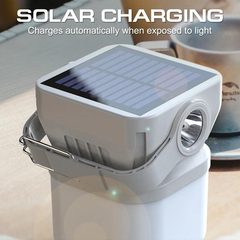 Solar Camping Lamp Portable Outdoor Tent Light Night Emergency Lights Type-C Rechargeable Lantern with Hook Tent Lamp Campinglight