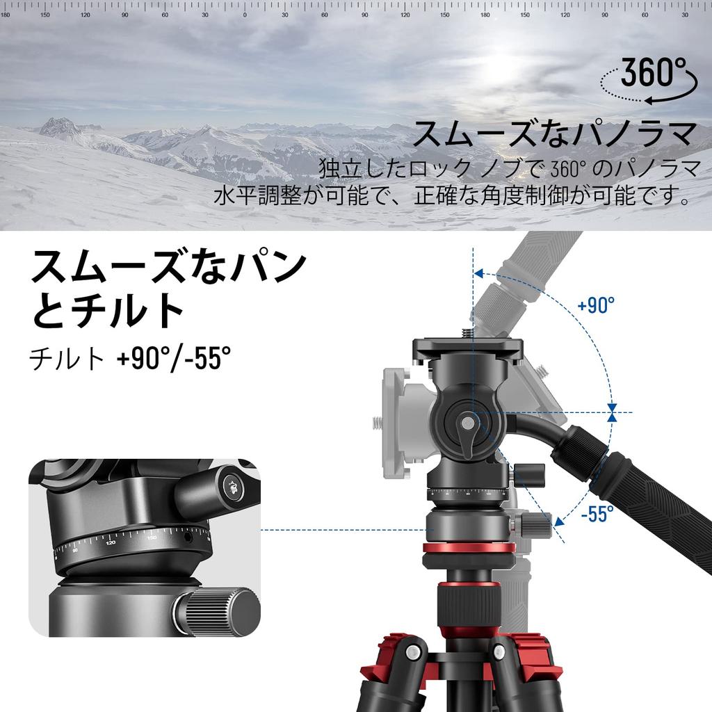 NEEWER GM27 Tripod Video with Fluid Head Leveling Base Metal QR and Telescoping Handle for Compact Camcorders and DSLR Maximum Load Capacity Head,