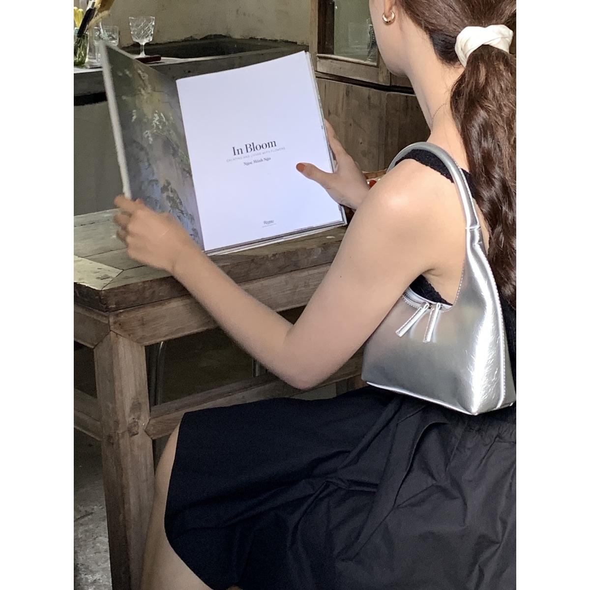 

Французская сумка через плечо Niche, серебристая текстурированная женская летняя сумка через плечо, женская сумка