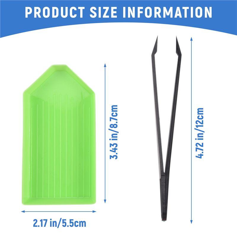 A58Z 21Pcs Diamond Painting Cross Stitch Tool Kit Tray Sticky Pen Tweezers DIY Craft