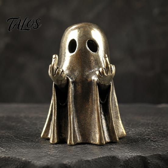 Accessorio da Scrivania di Nicchia Trendy Fantasma di Halloween Statuetta in Ottone, Divertente Ornamento con Dito Medio per Regalo Creativo Amici Scaffale da Tavolo Cornice Espositore