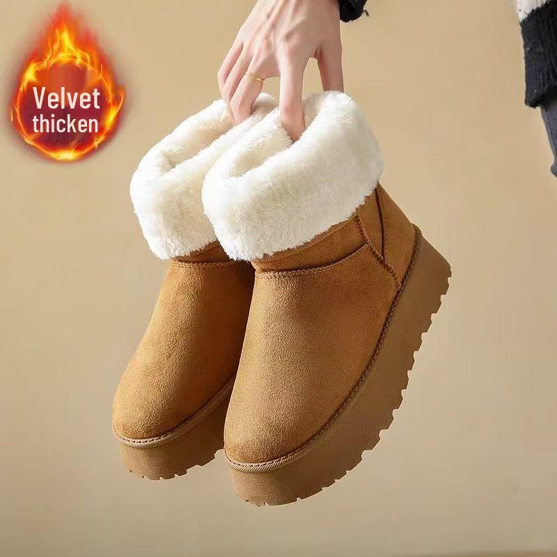 Women's Mid-Calf Soft-Soled Snow Boots - Thick, Non-Slip, Waterproof, Plus Velvet, Winter Cotton Shoes